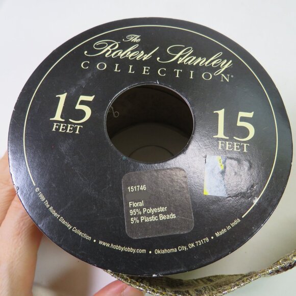 Sequins Diamond Design wired ribbon Warm Gold & Brown 2.5" wide - Picture 4 of 9